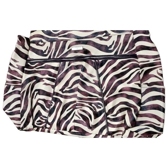 Vntg Miche Prima Jocelynn Shell Purple Black Zebra Print Faux Leather - Picture 12 of 16